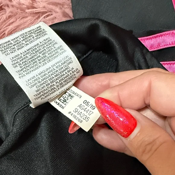 adidas Kids zip Jacket - Black and Pink - Picture 7 of 8